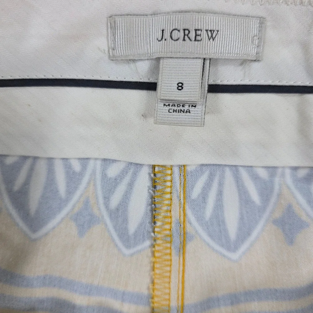 J.Crew City Fit Lisbon Scroll Ornate Print Cotton Stretch Shorts Yellow 8 Womens